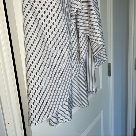 A.L.C. Diller Draped Cotton Midi Skirt asymmetrical black and white stripe - Picture 5 of 11